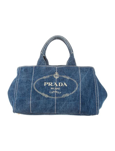 prada denim bag collection|Prada beach tote bag.